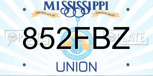 852FBZ Mississippi License Plate