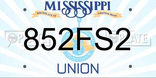 852FS2 Mississippi License Plate