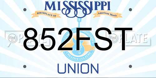 852FST Mississippi License Plate