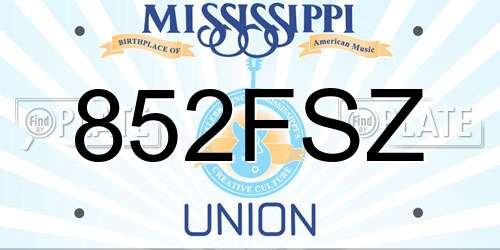 852FSZ Mississippi License Plate