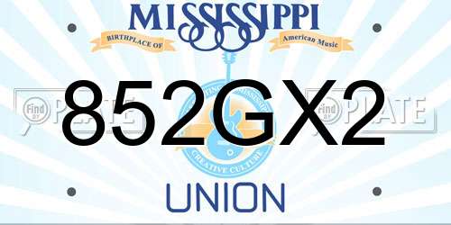 852GX2 Mississippi License Plate