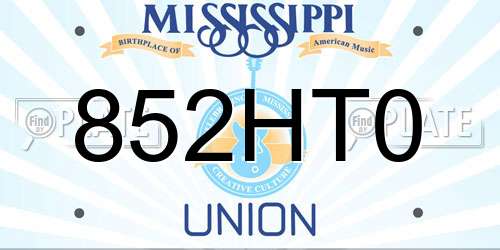 852HT0 Mississippi License Plate