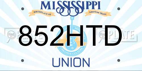 852HTD Mississippi License Plate