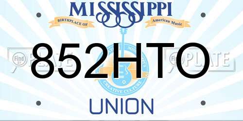 852HTO Mississippi License Plate