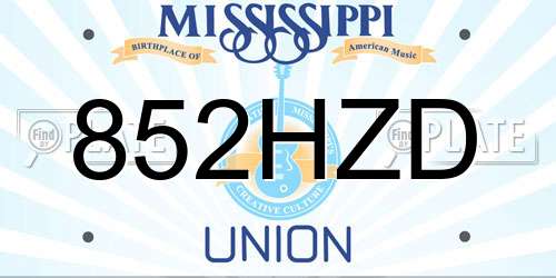 852HZD Mississippi License Plate