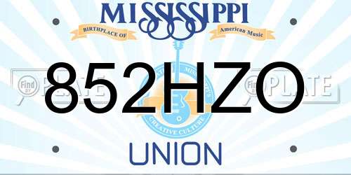 852HZO Mississippi License Plate