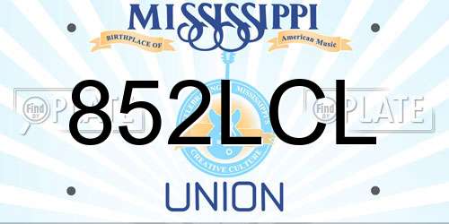 852LCL Mississippi License Plate