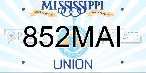 852MAI Mississippi License Plate