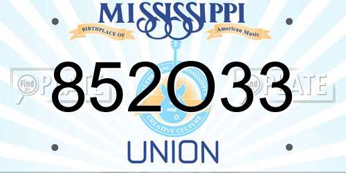852O33 Mississippi License Plate