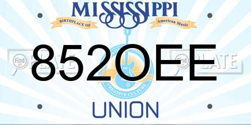 852OEE Mississippi License Plate