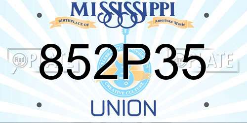 852P35 Mississippi License Plate