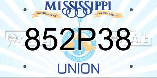 852P38 Mississippi License Plate