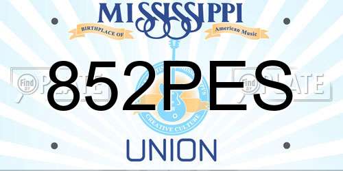 852PES Mississippi License Plate