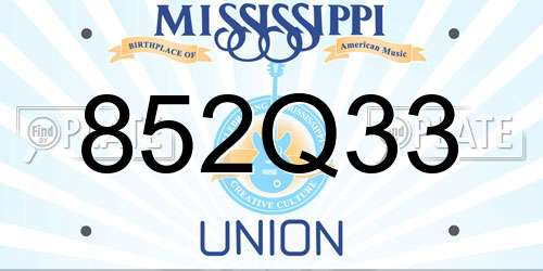 852Q33 Mississippi License Plate