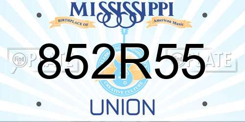 852R55 Mississippi License Plate