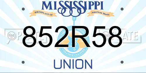 852R58 Mississippi License Plate