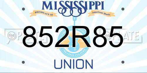 852R85 Mississippi License Plate
