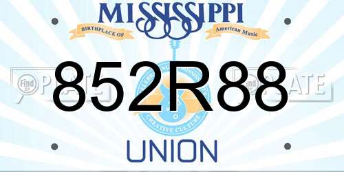 852R88 Mississippi License Plate