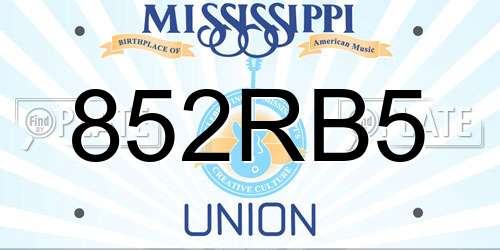 852RB5 Mississippi License Plate