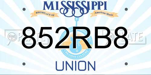 852RB8 Mississippi License Plate