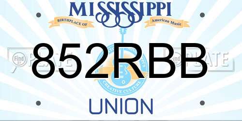 852RBB Mississippi License Plate