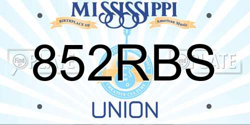 852RBS Mississippi License Plate