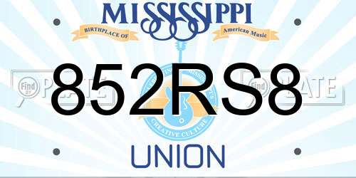 852RS8 Mississippi License Plate