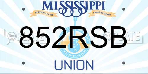 852RSB Mississippi License Plate