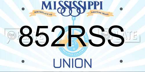 852RSS Mississippi License Plate