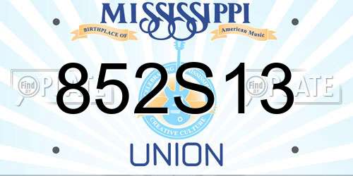 852S13 Mississippi License Plate