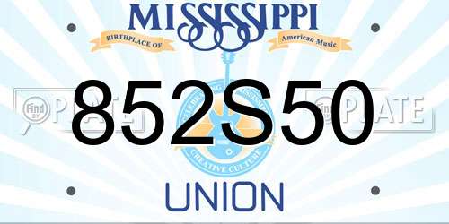 852S50 Mississippi License Plate