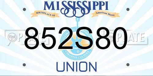 852S80 Mississippi License Plate