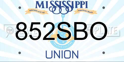 852SBO Mississippi License Plate