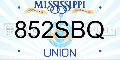 852SBQ Mississippi License Plate