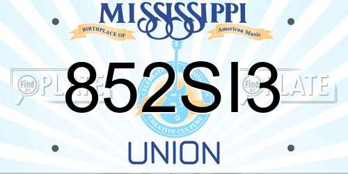 852SI3 Mississippi License Plate