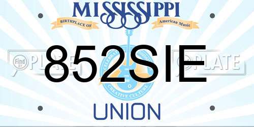 852SIE Mississippi License Plate
