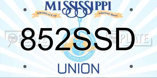 852SSD Mississippi License Plate