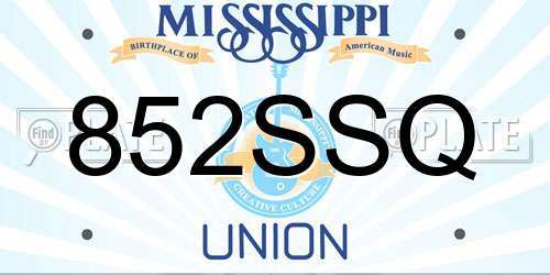852SSQ Mississippi License Plate