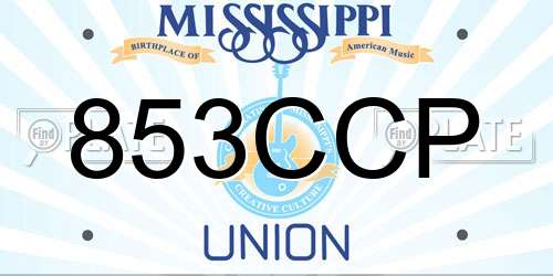 853CCP Mississippi License Plate