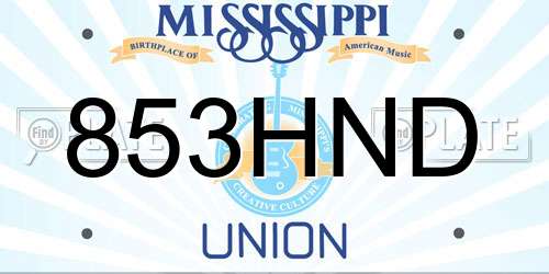 853HND Mississippi License Plate