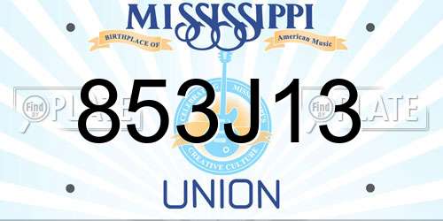 853J13 Mississippi License Plate