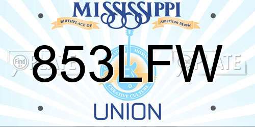 853LFW Mississippi License Plate