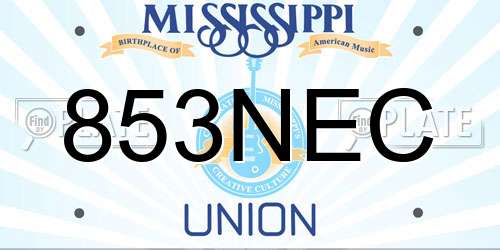 853NEC Mississippi License Plate