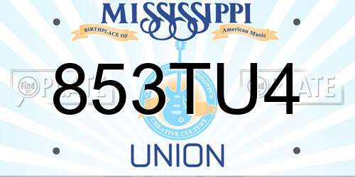 853TU4 Mississippi License Plate