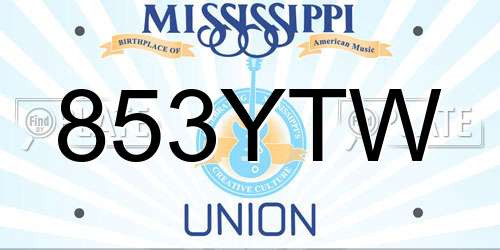 853YTW Mississippi License Plate