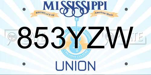 853YZW Mississippi License Plate