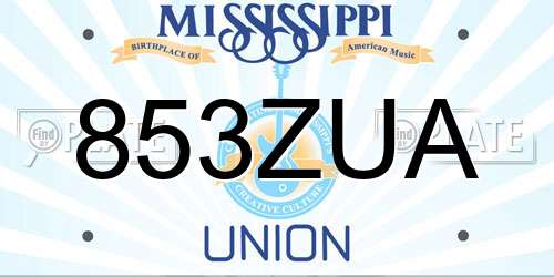 853ZUA Mississippi License Plate