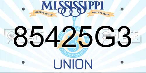 85425G3 Mississippi License Plate
