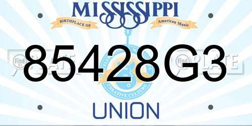85428G3 Mississippi License Plate
