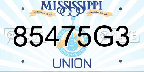 85475G3 Mississippi License Plate